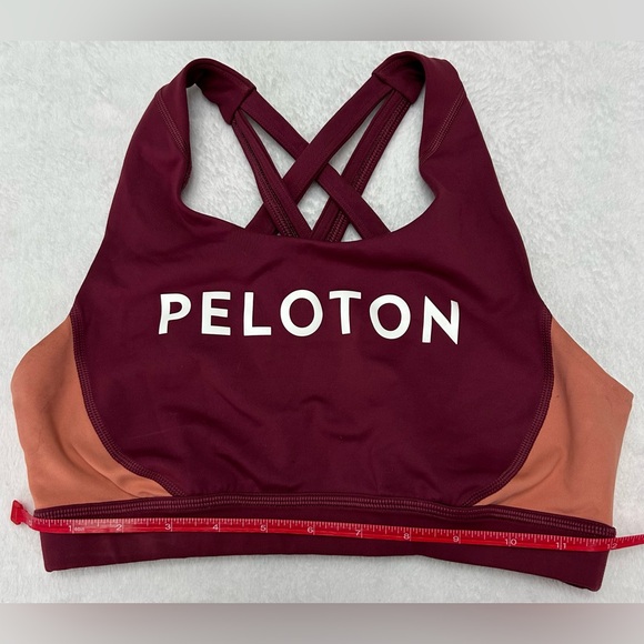Peloton Small Colorblock Performance Sports Bra Maroon Peach Criss Cross Back - Picture 5 of 7